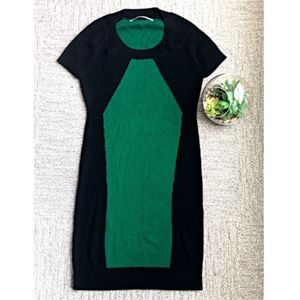 Susana Monaco Black/Green Sweater Dress Sz S 0205